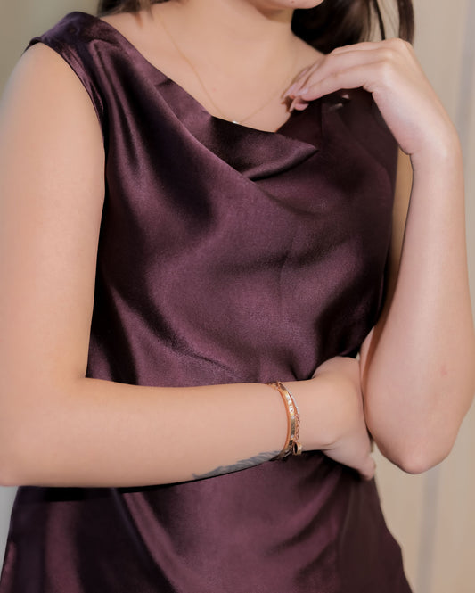 wine cowl neck top- esseneur.