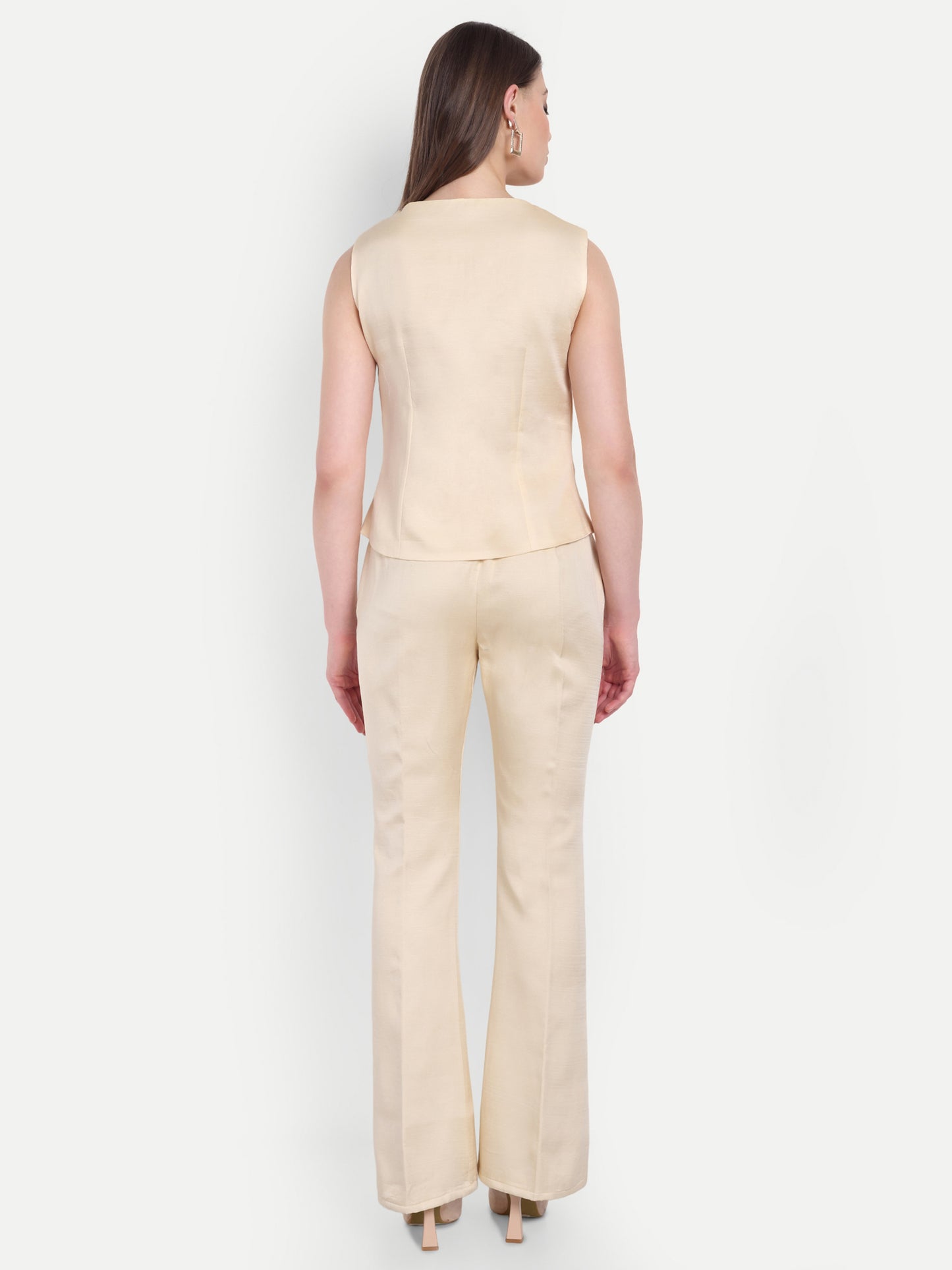 Cream Linen Co ord set with gold Applique 1 - essener.